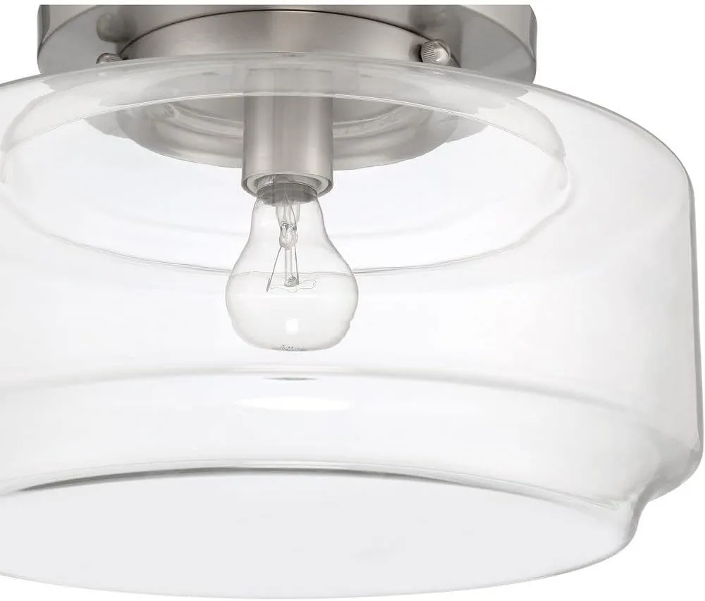 Craftmade X3114-SB Peri Clear Glass Round Flush Mount, 1-Light 60 Watt, 9"H x 14"W, Satin Brass