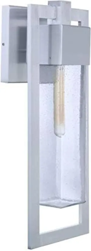 Craftmade ZA4024-SA Perimeter Metal Framed Clear Seeded Glass Globe Rectangular Outdoor Wall Sconce, 1-Light 60 Watt, 22"H x 8"W, Satin Aluminum