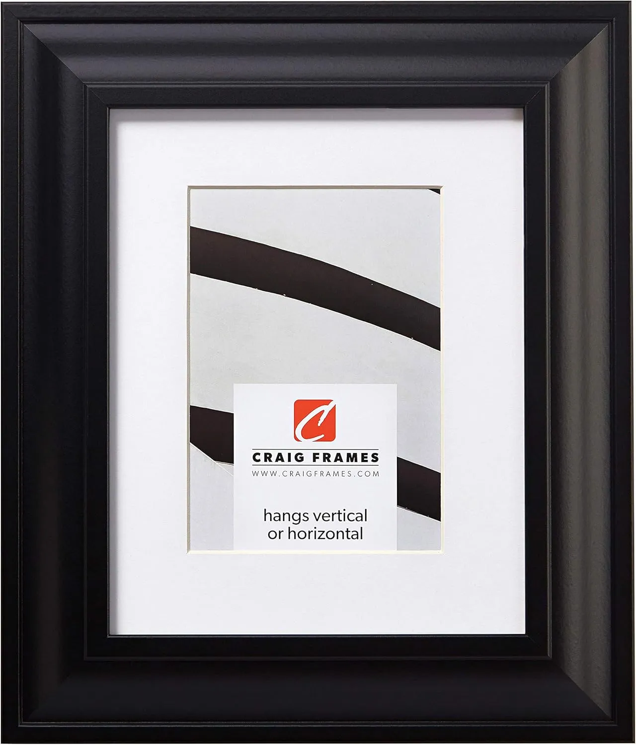 Craig Frames Contemporary Upscale, 20 x 24 Inch Satin Black Picture Frame Matted to Display a 16 x 20 Inch Photo