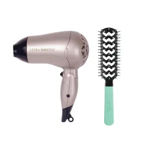 Cricket Ultra Smooth Travel Value Set, Lightweight, Compact Professional Hair Styling Set with Static Free Fast Flo Vent Brush, At-Home, On-the-Go, Travel, For All Hair Types, a $45.74 value