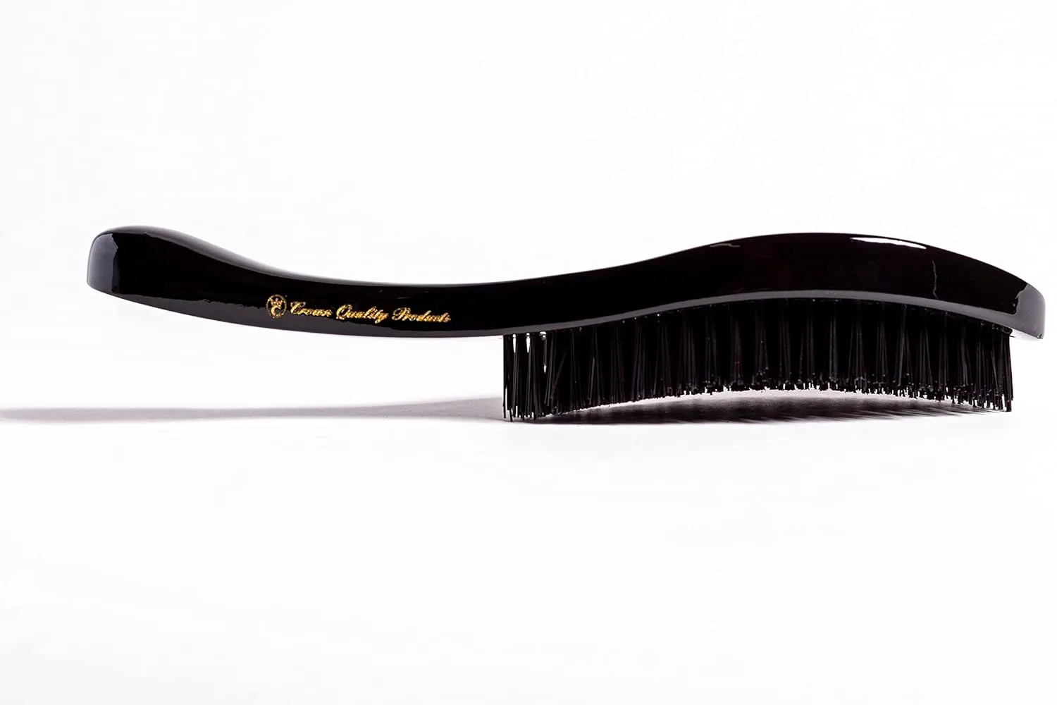 Crown Quality Products Original Contour 360 Wave Brush - Hard Flex Bristles (Black, Gold) Hairbrush