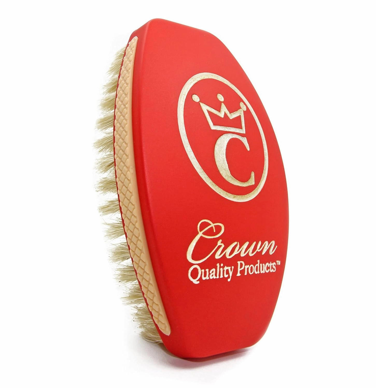 Crown Quality Products 360 Sport Wave Caesar 2.0 Boar Bristle Hairbrush, Medium, Red - Non-Slip Grip, Waterproof Design