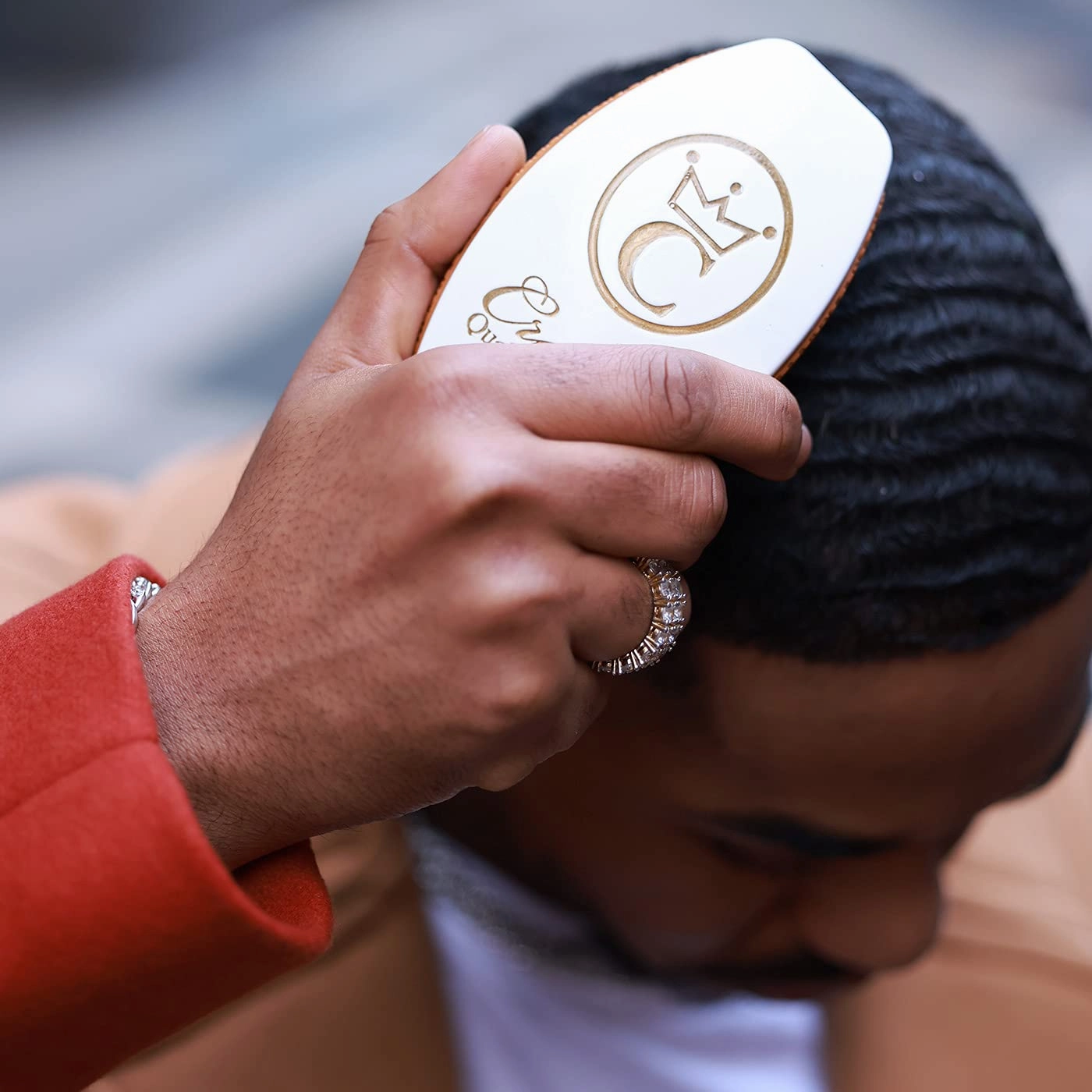 Crown Quality Products 360 Sport Wave Caesar 2.0 Boar Bristle Hairbrush, Medium, Red - Non-Slip Grip, Waterproof Design
