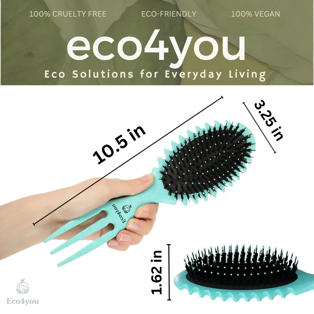 Curl Defining Hair Brush, Curl Define, Detangler for Wet & Dry Hair, Styling Brush for Curly, Wavy, and Damaged Hair, Reduces Frizz, Vegan, Organic Material. - Eco4you - Purple.
