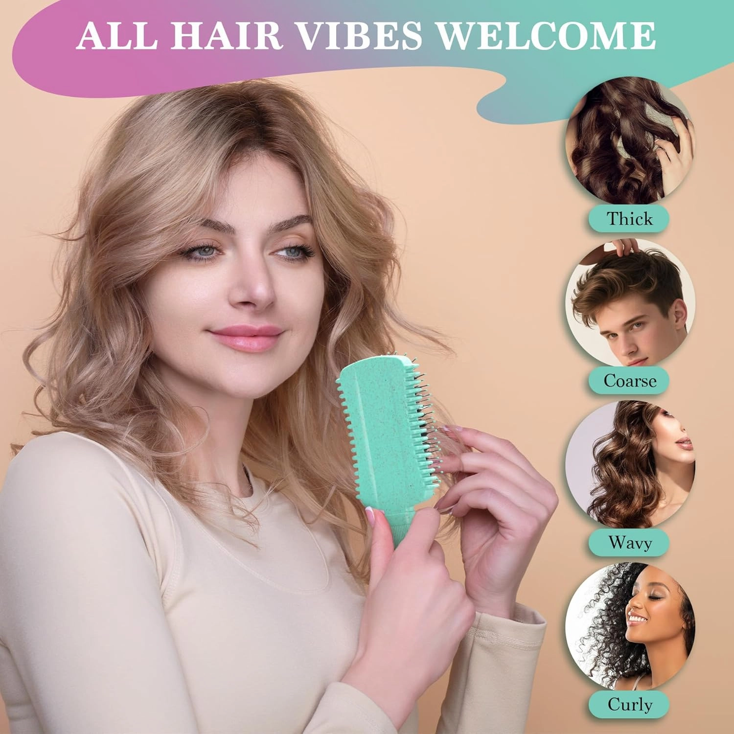 Curly Hair Brush 2 Pack, Volume Curl Defining Brush for Effortlessly Detangling Shaping and Styling Women's Curls, Reduce Pulling (Green Pink)