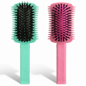 Curly Hair Brush 2 Pack, Volume Curl Defining Brush for Effortlessly Detangling Shaping and Styling Women's Curls, Reduce Pulling (Green Pink)