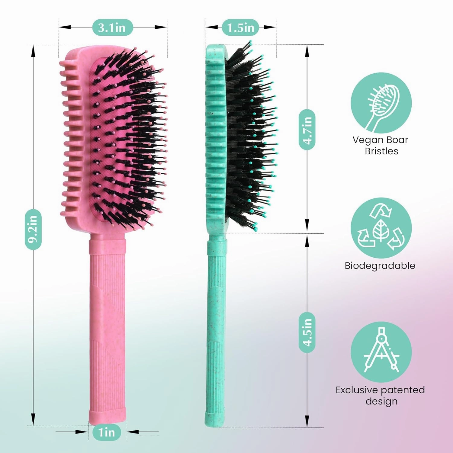 Curly Hair Brush 2 Pack, Volume Curl Defining Brush for Effortlessly Detangling Shaping and Styling Women's Curls, Reduce Pulling (Green Pink)