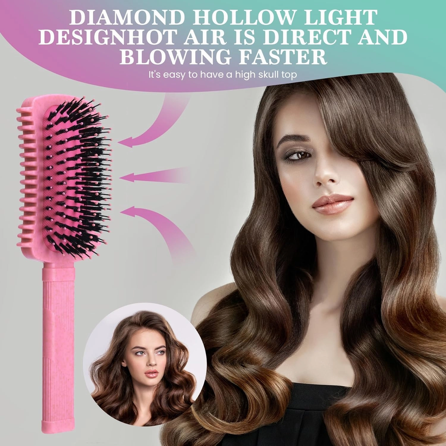 Curly Hair Brush 2 Pack, Volume Curl Defining Brush for Effortlessly Detangling Shaping and Styling Women's Curls, Reduce Pulling (Green Pink)