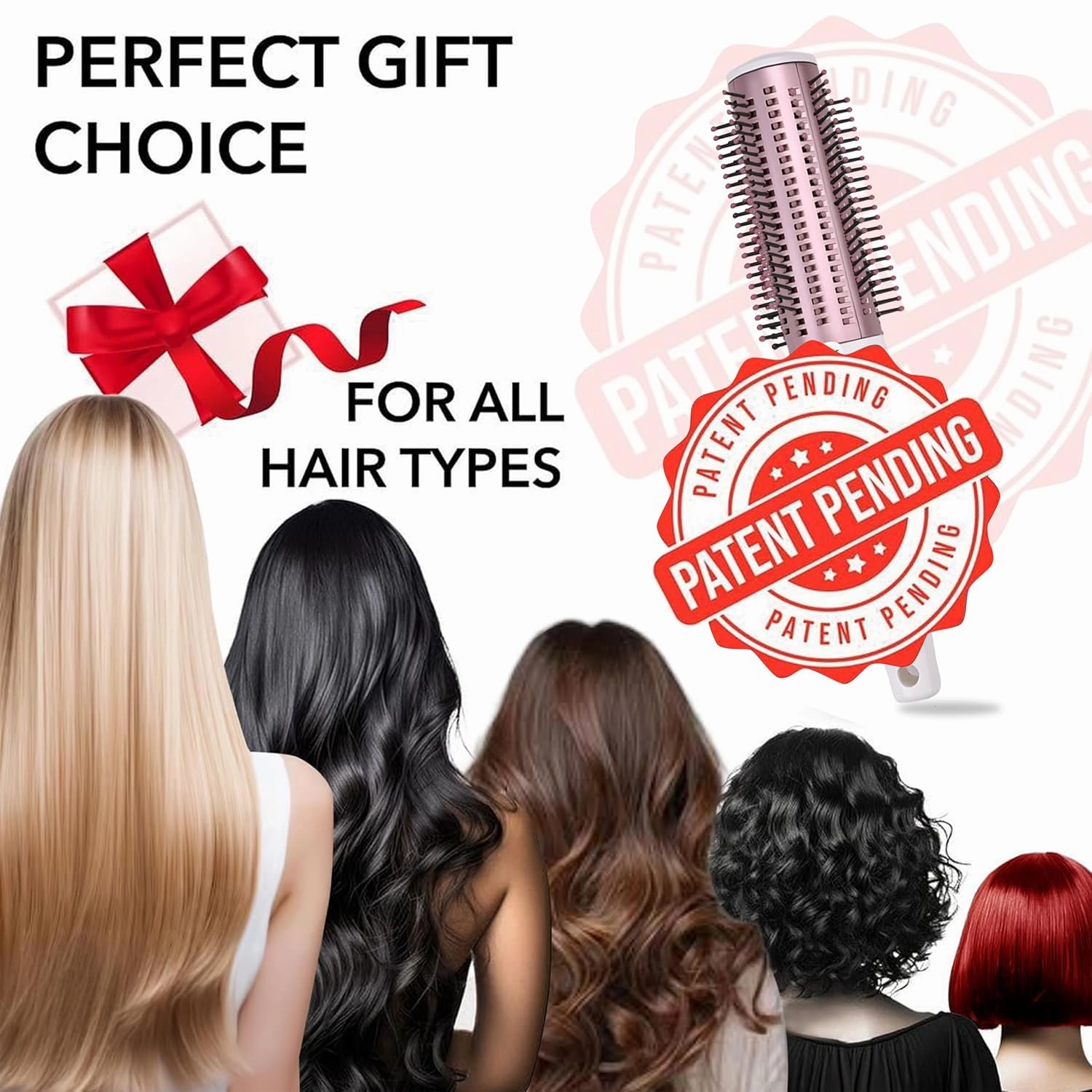 Curly Hair Brush Detangler Comb - Self Cleaning Hair Brushes for Women - Round Brush for Blow Out Roller Retractable Hairbrush for Wet or Dry Hairs - Rose Gold White Birthday Gifts