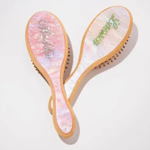 Custom Engraved Name Hair Brush | Handmade Inlay Rhinestones Number Initial| Natural Wooden Bamboo Brush | Wide-Tooth,Ultra-Soft,Anti Static Make Hair Smooth And Massage Scalp|Suit For All Hair Types