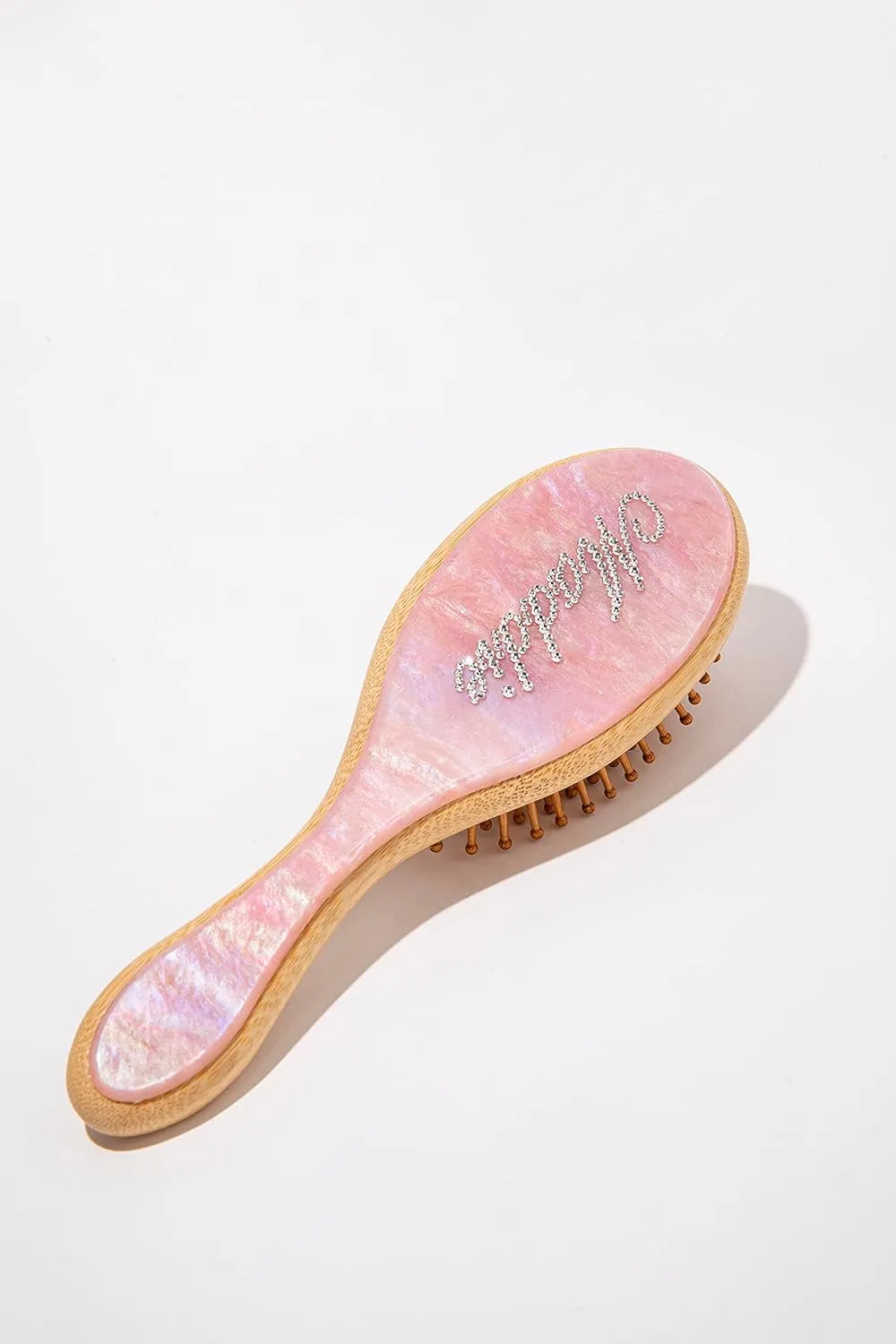 Custom Engraved Name Hair Brush | Handmade Inlay Rhinestones Number Initial| Natural Wooden Bamboo Brush | Wide-Tooth,Ultra-Soft,Anti Static Make Hair Smooth And Massage Scalp|Suit For All Hair Types