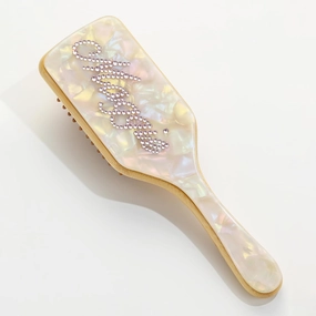 Custom Name Bamboo Paddle Brush, Personalized Rhinestone Letter Hair brushes, Natural Bamboo Bristles Detangling Hairbrush for Massaging Scalp, Women's Gift for Mom Mother's Day