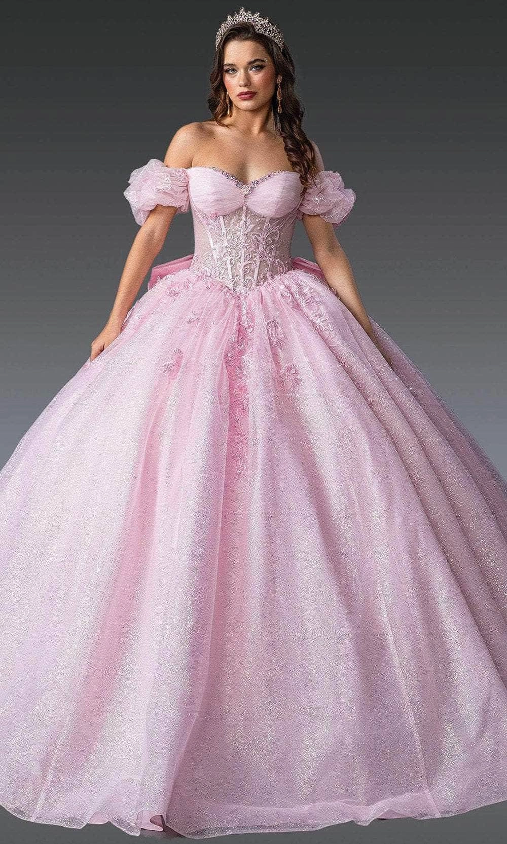 Dancing Queen 1985 - Off-Shoulder Glitter Gown with Bow