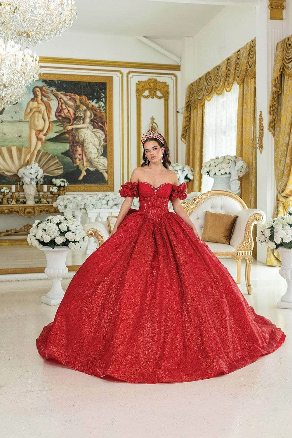 Dancing Queen 1985 - Off-Shoulder Glitter Gown with Bow