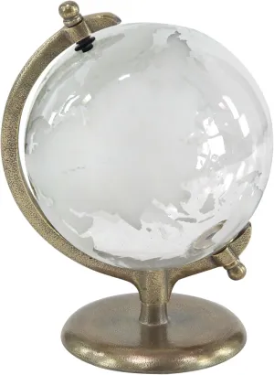 Deco 79 Aluminum Metal Educational/Geographic Earth Globe Decorative World Globe with Tiered Base, Desk Globe 9" x 8" x 12", White