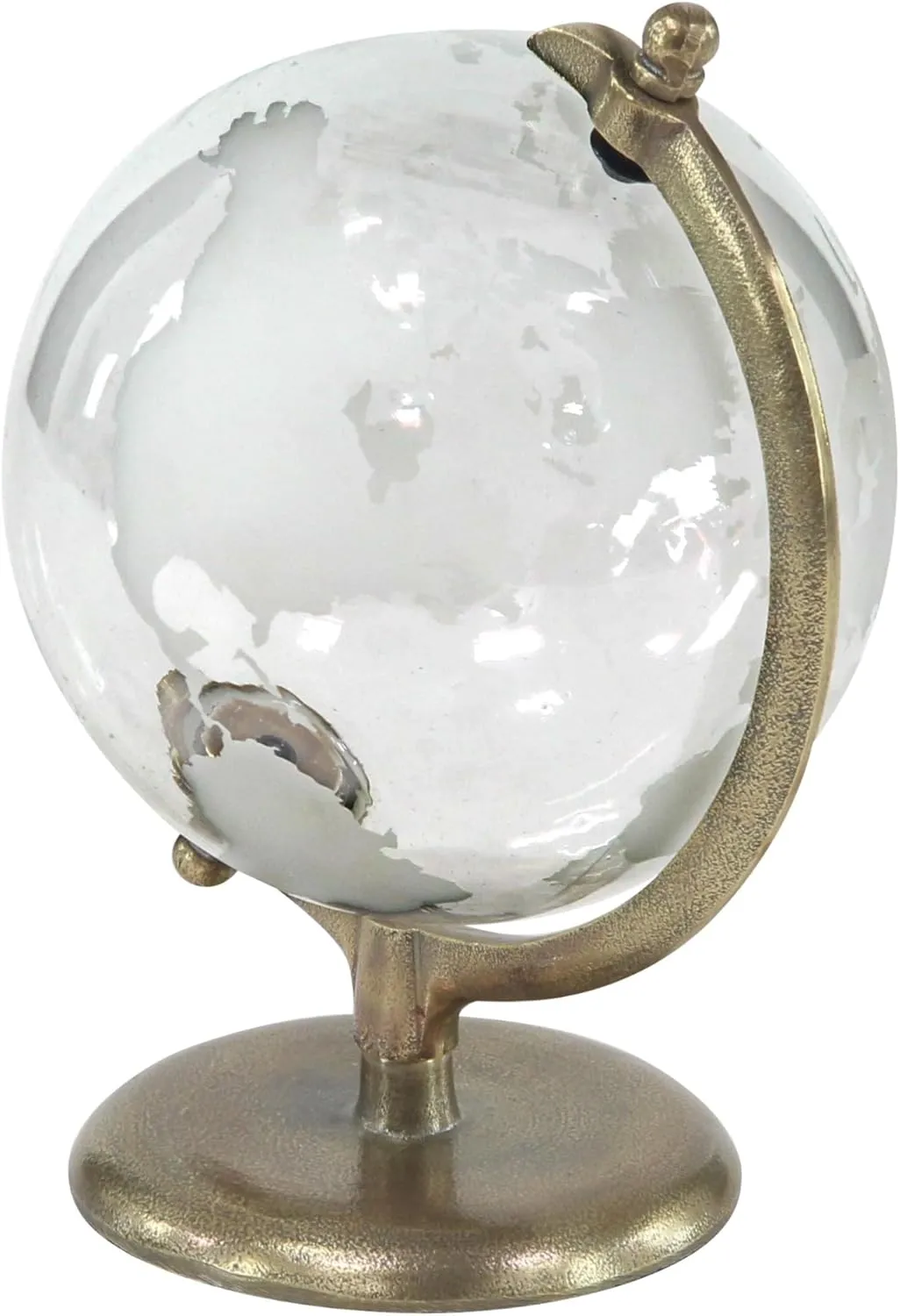 Deco 79 Aluminum Metal Educational/Geographic Earth Globe Decorative World Globe with Tiered Base, Desk Globe 9" x 8" x 12", White
