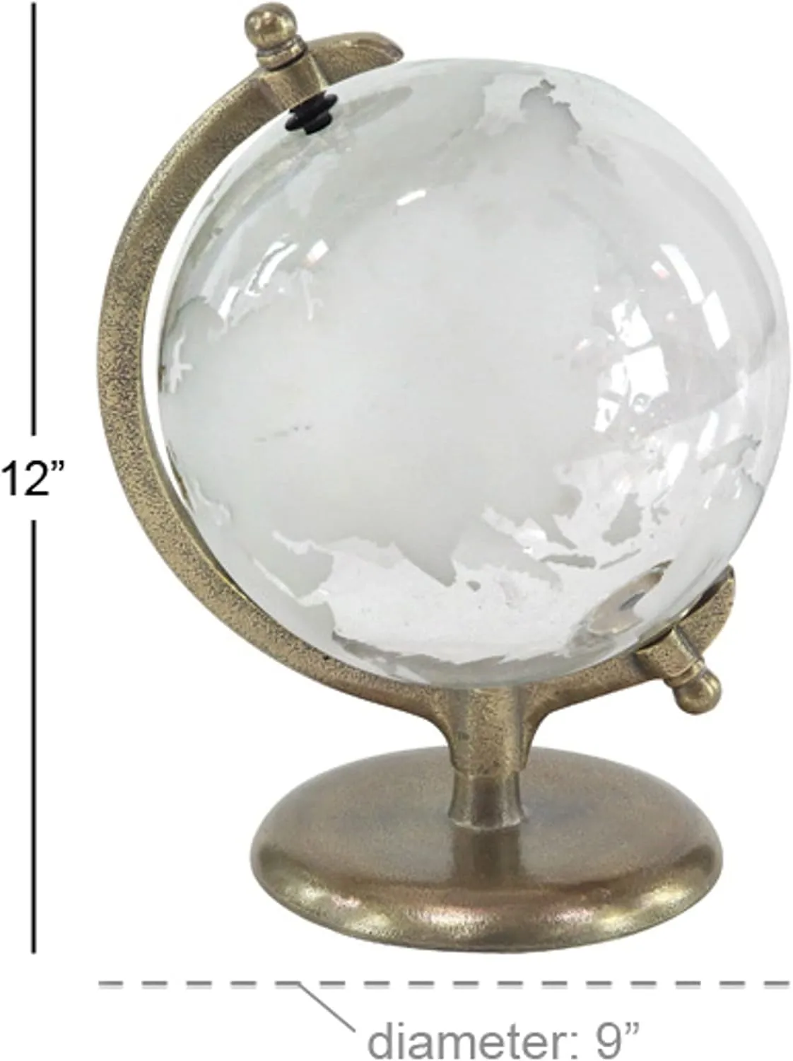 Deco 79 Aluminum Metal Educational/Geographic Earth Globe Decorative World Globe with Tiered Base, Desk Globe 9" x 8" x 12", White