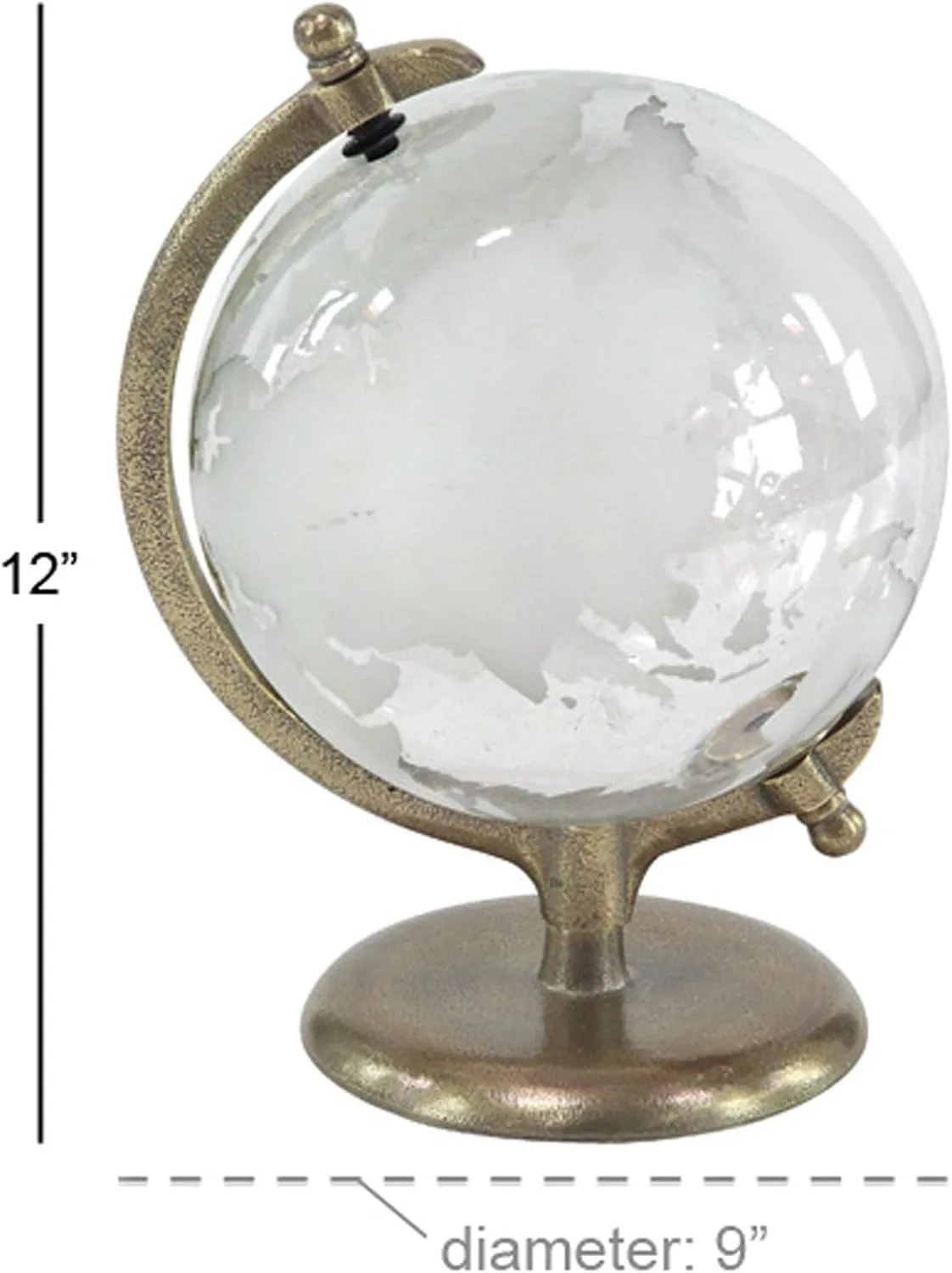 Deco 79 Aluminum Metal Educational/Geographic Earth Globe Decorative World Globe with Tiered Base, Desk Globe 9" x 8" x 12", White