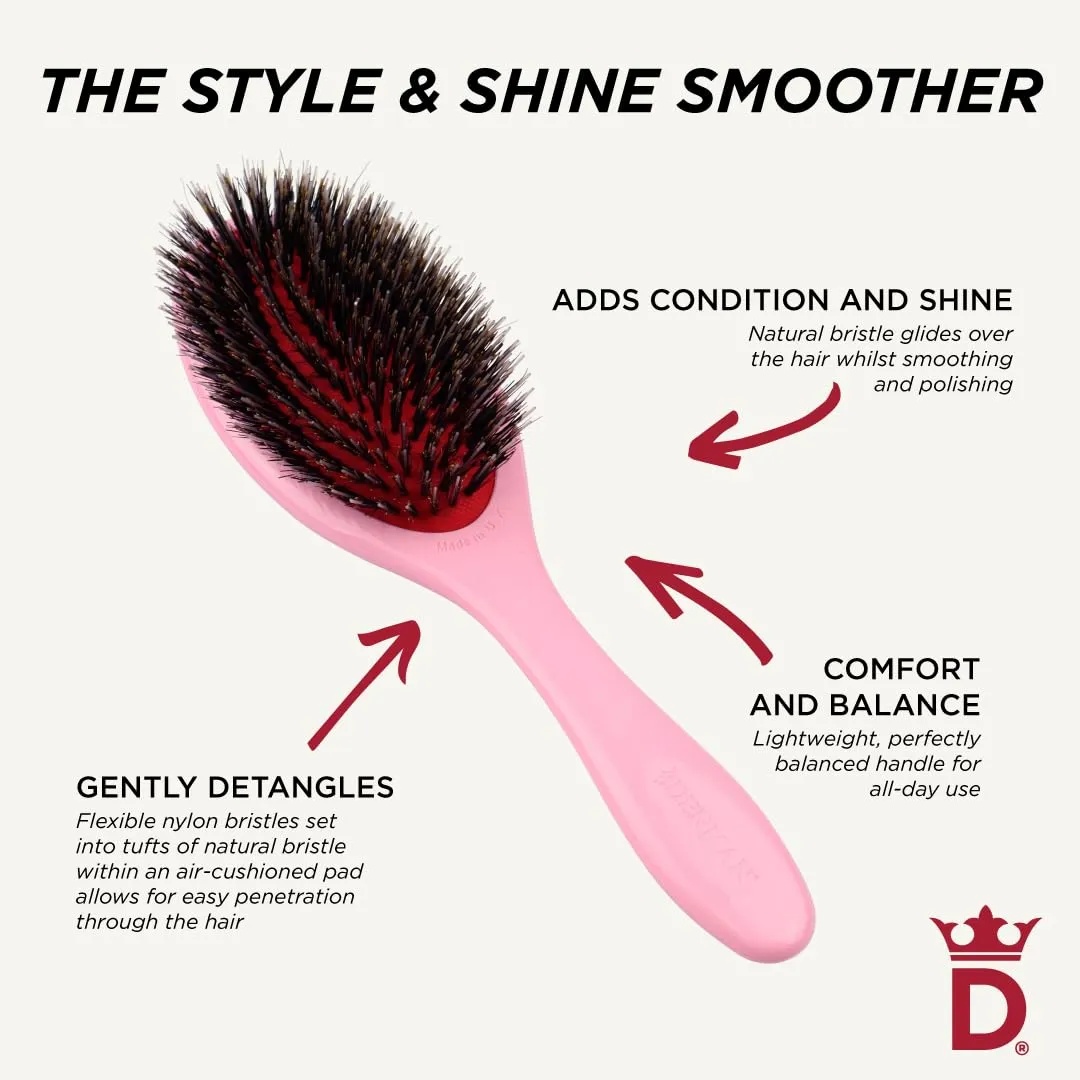 Denman Boar Bristle and Nylon Pin Hairbrush - For Detangling, Smoothing And Conditioning, Enhances Shine And Adds Gloss.