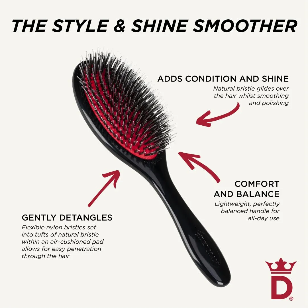 Denman Boar Bristle and Nylon Pin Hairbrush - For Detangling, Smoothing And Conditioning, Enhances Shine And Adds Gloss.