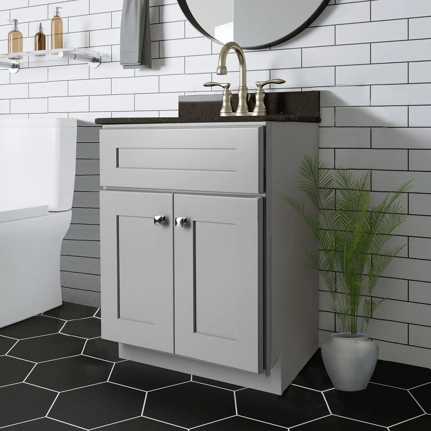 Design House Brookings 24-Inch Bathroom Vanity, Solid Wood, Ready to Assemble, Sherwin Williams Gray, 587063