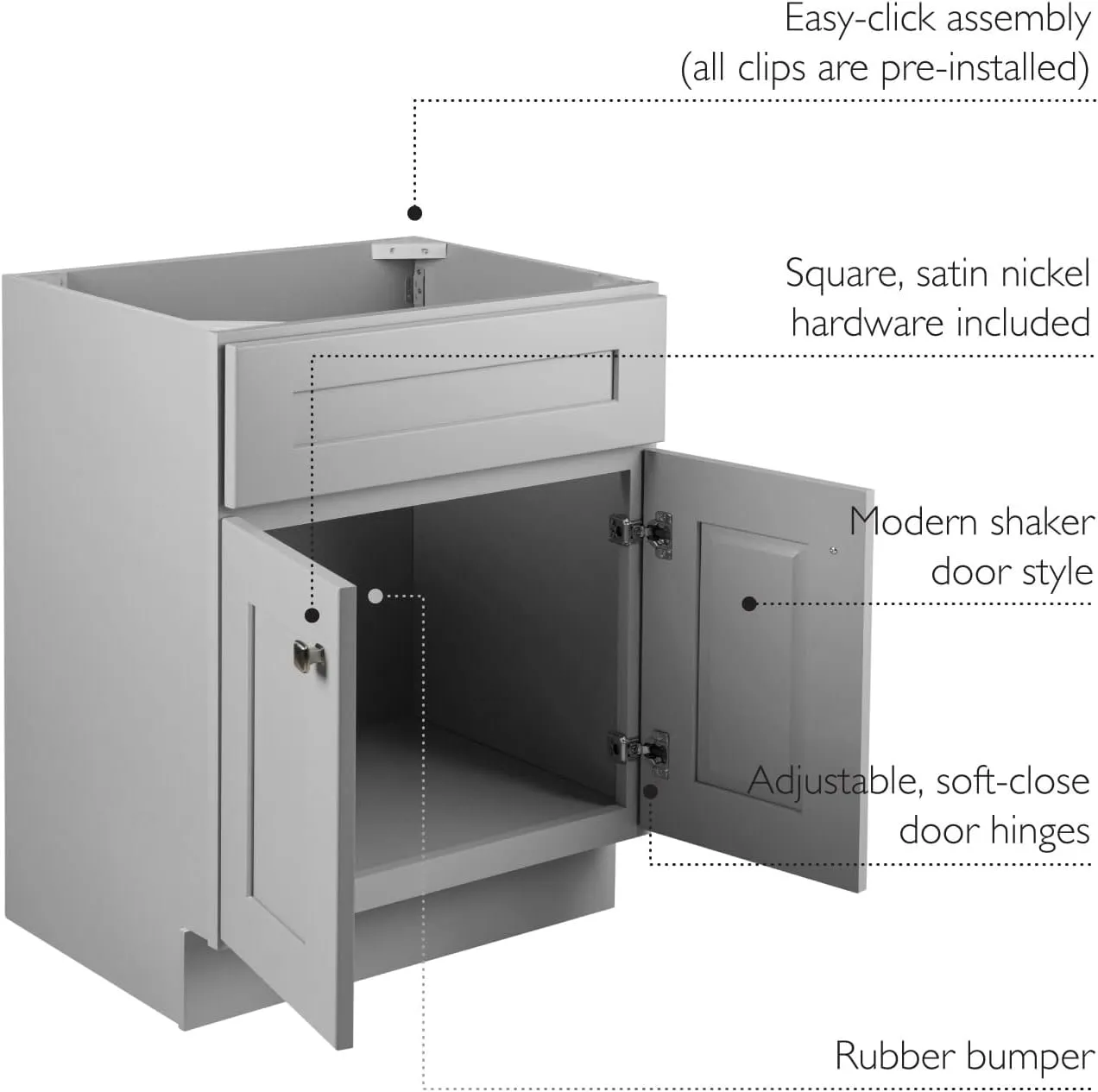 Design House Brookings 24-Inch Bathroom Vanity, Solid Wood, Ready to Assemble, Sherwin Williams Gray, 587063