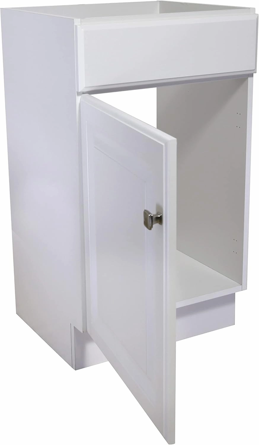 Design House 597112 Wyndham Unassembled Bathroom Vanity Cabinet Without Top, 18 x 16/1 Door, White