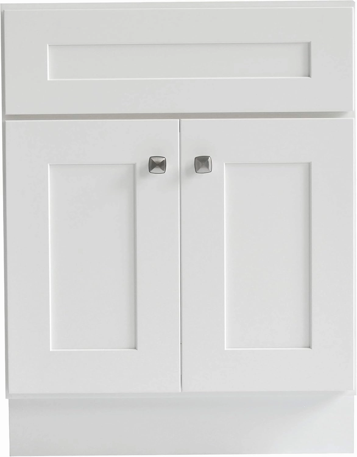 Design House Brookings 24 Inch Bathroom Vanity, Ready to Assemble, Solid Wood, Sherwin Williams® White, 586925