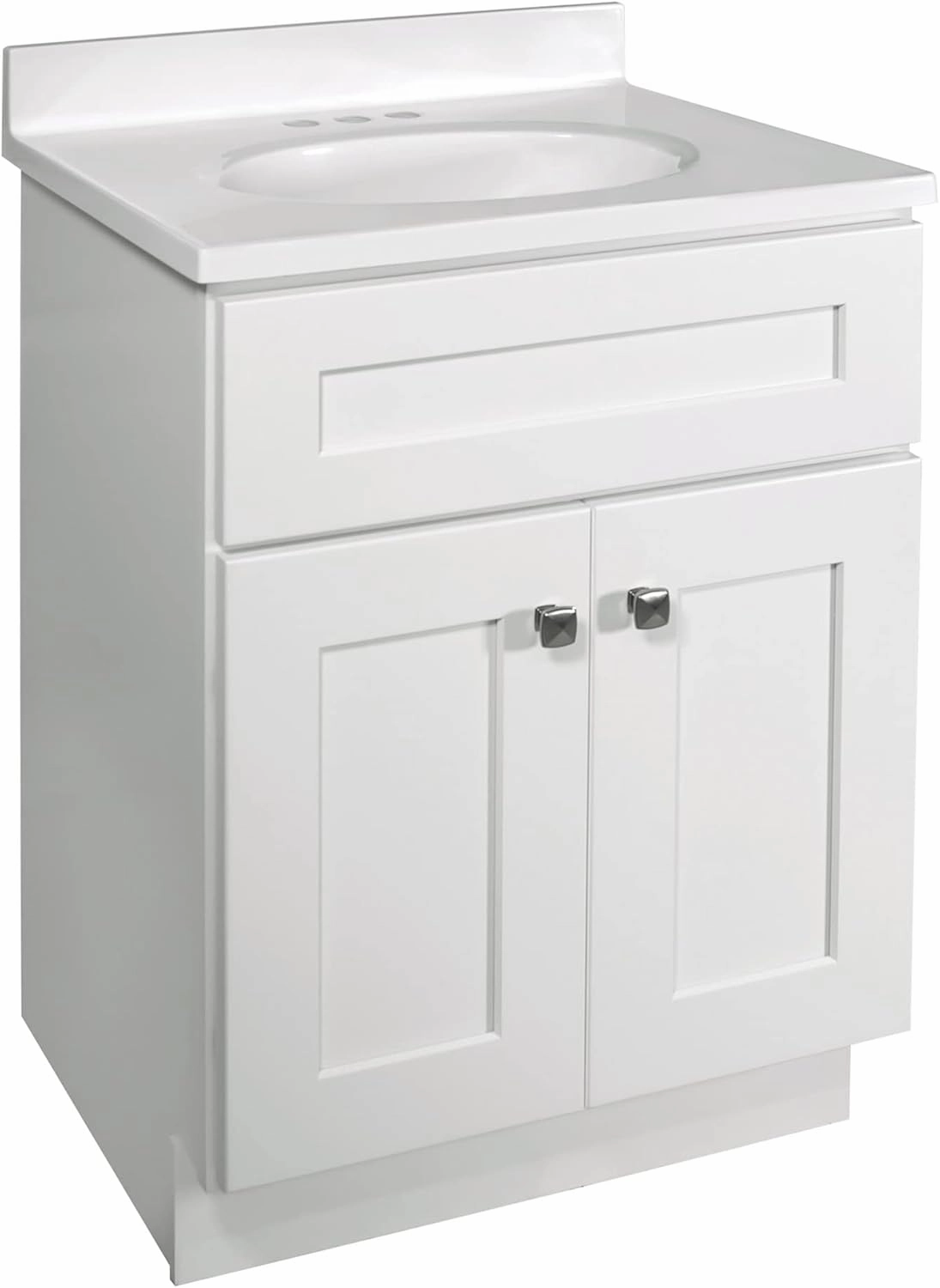 Design House Brookings 24 Inch Bathroom Vanity, Ready to Assemble, Solid Wood, Sherwin Williams® White, 586925