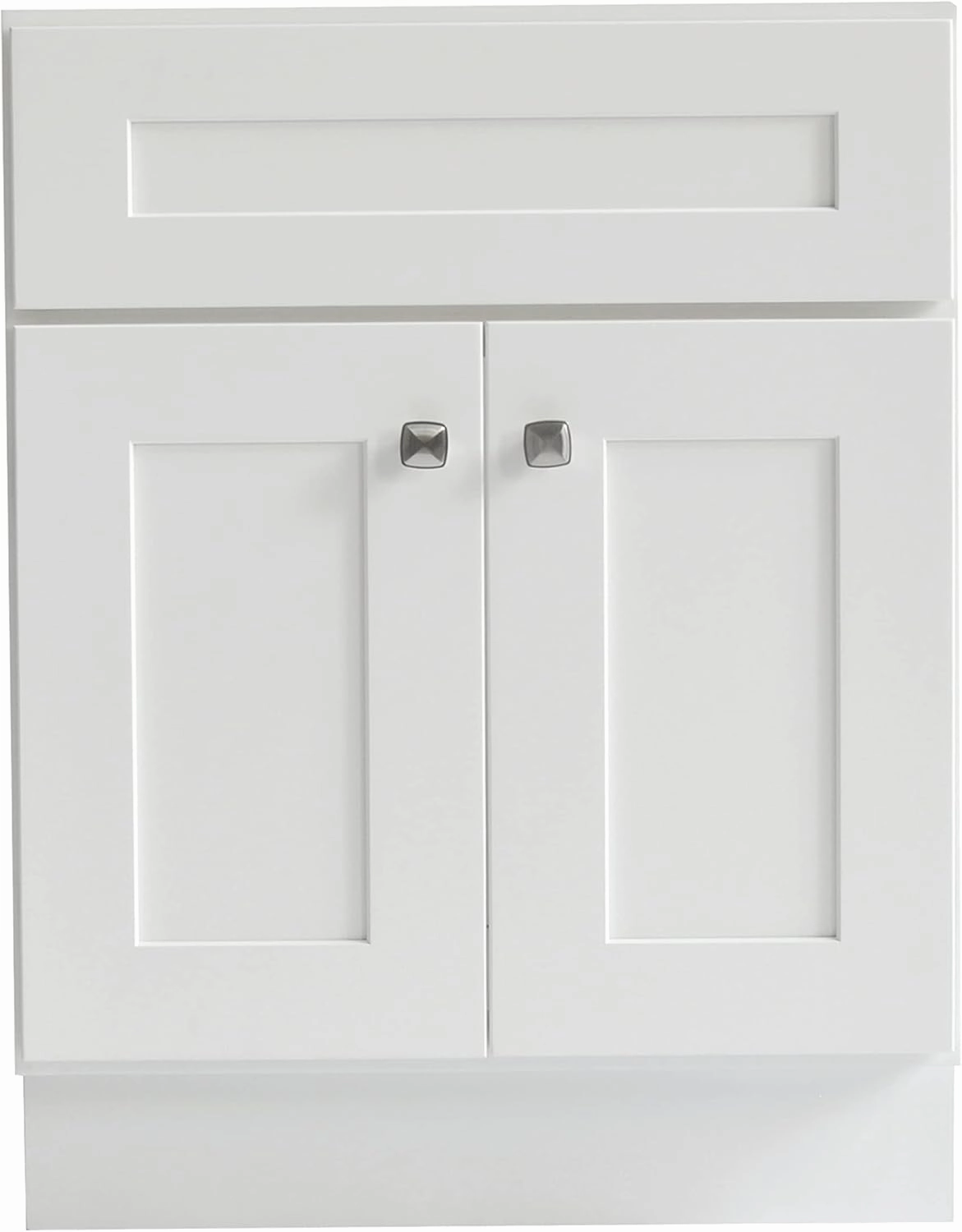 Design House Brookings 24 Inch Bathroom Vanity, Ready to Assemble, Solid Wood, Sherwin Williams® White, 586925