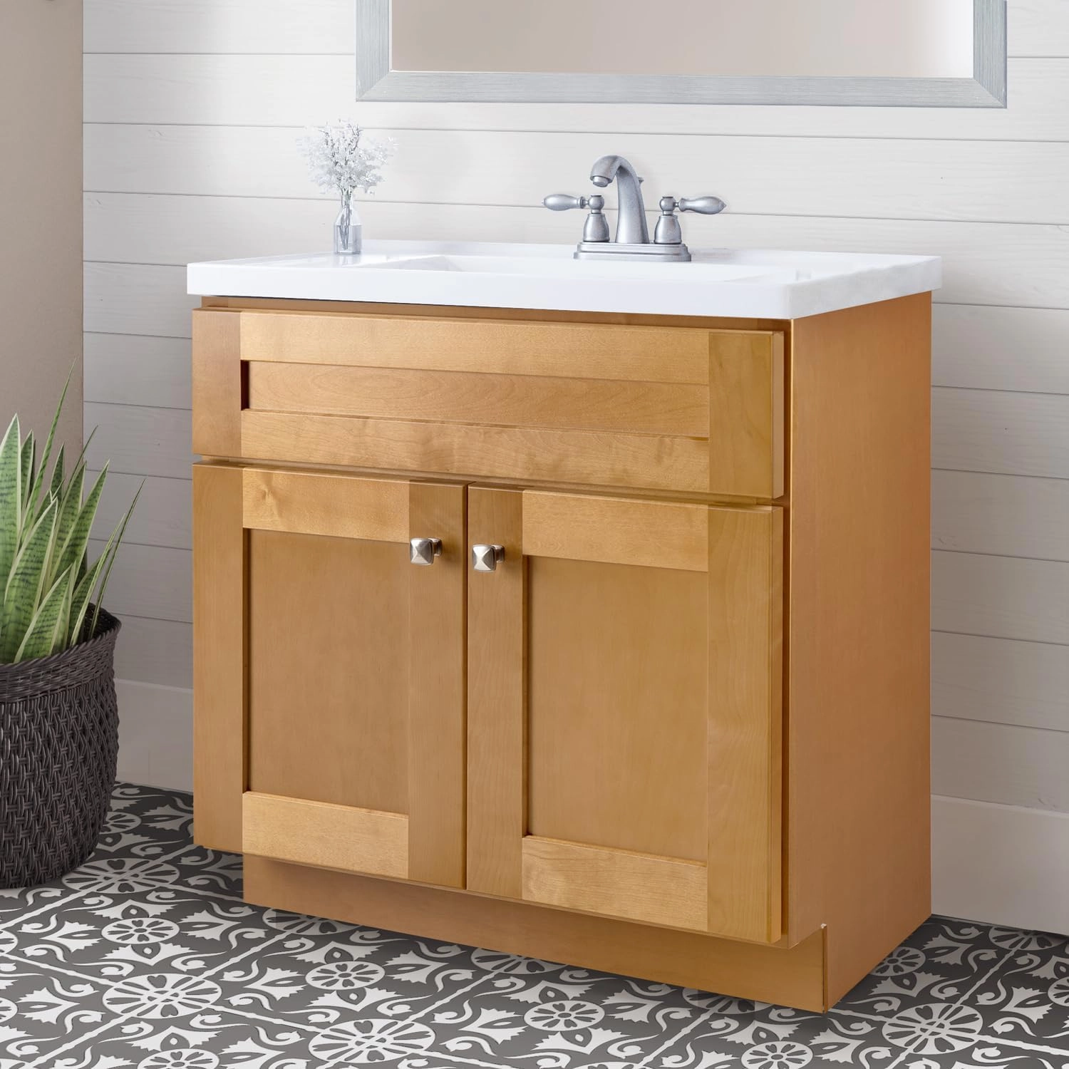 Design House Brookings 30 Inch Bathroom Vanity, Solid Wood, Ready to Assemble, Birch, 587121