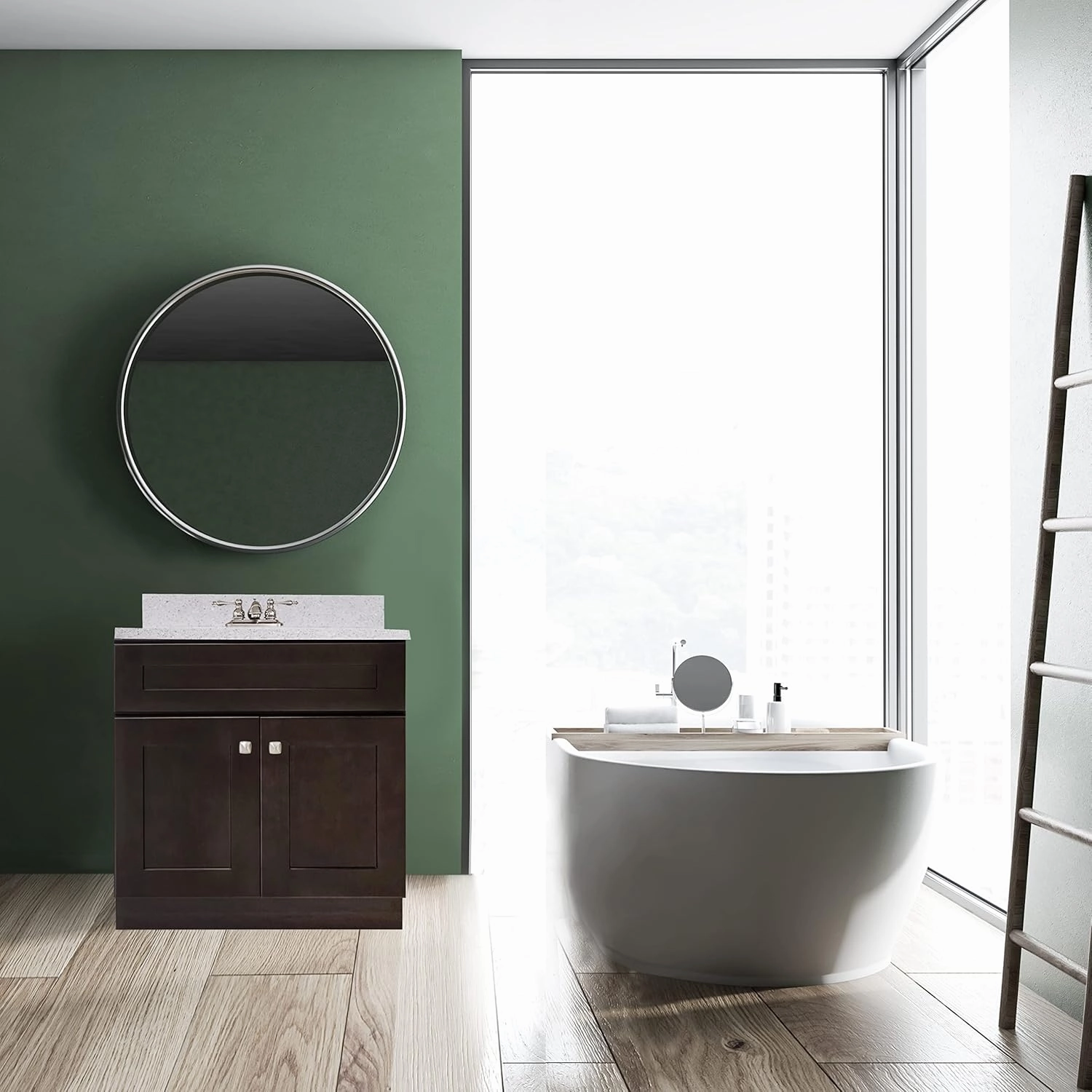 Design House Brookings 30 Inch Bathroom Vanity, Solid Wood, Ready to Assemble, Brown, 586982