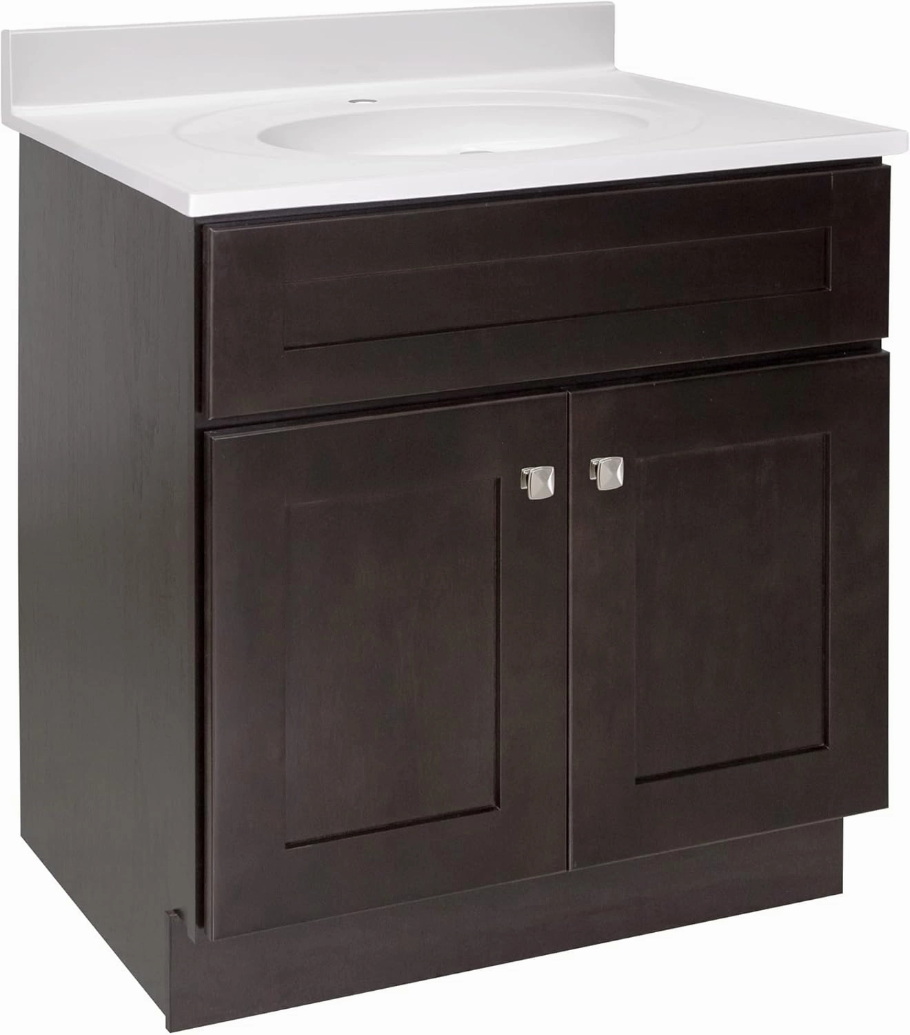 Design House Brookings 30 Inch Bathroom Vanity, Solid Wood, Ready to Assemble, Brown, 586982