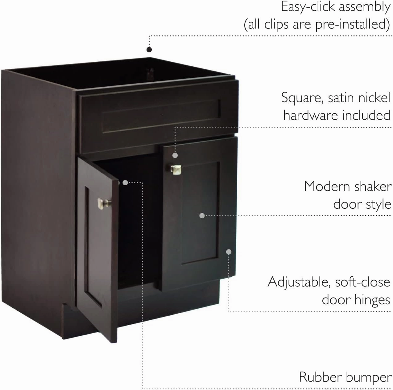 Design House Brookings 30 Inch Bathroom Vanity, Solid Wood, Ready to Assemble, Brown, 586982