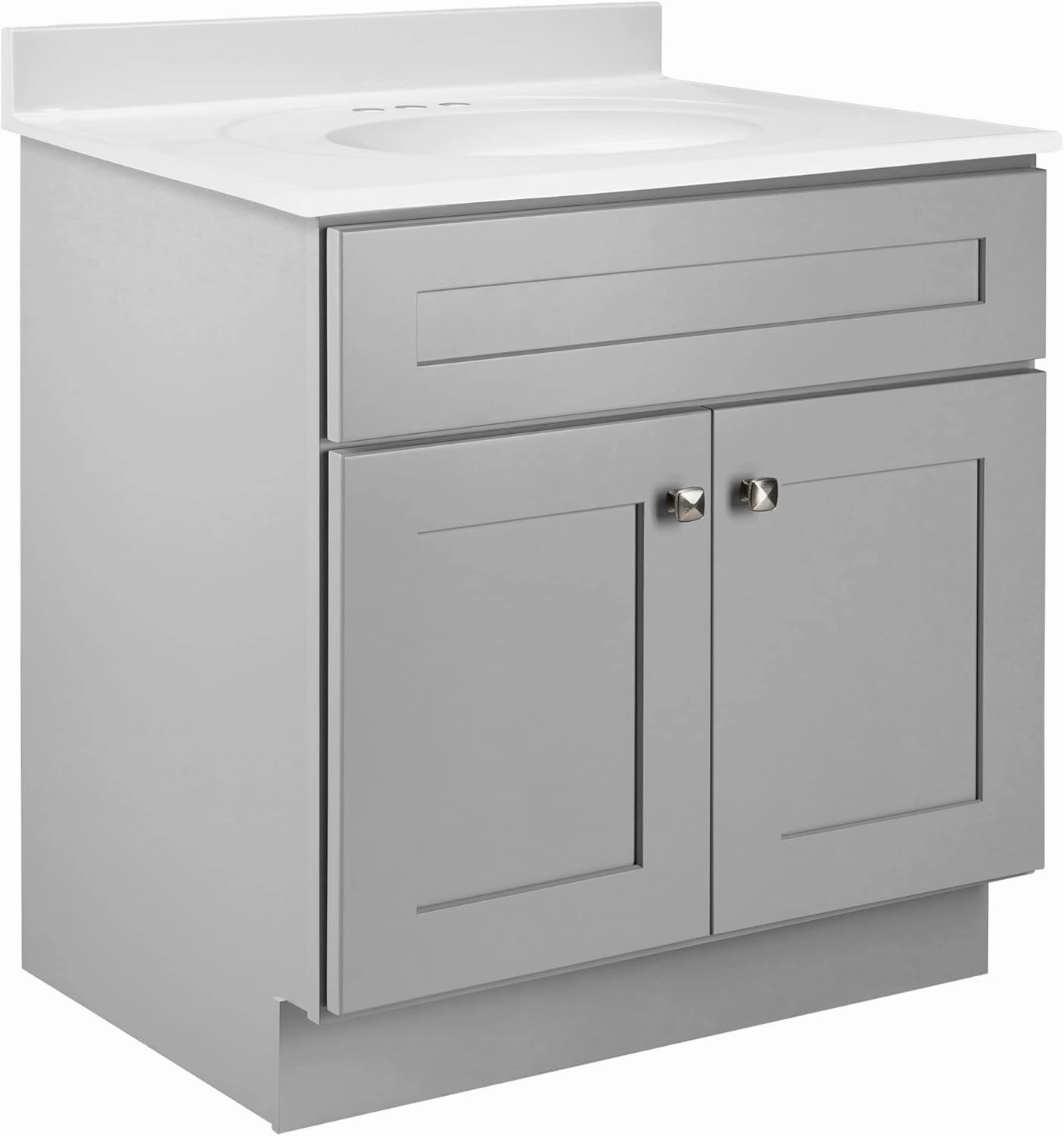Design House Brookings 30-Inch Bathroom Vanity, Solid Wood, Ready to Assemble, Sherwin Williams® Gray, 587089
