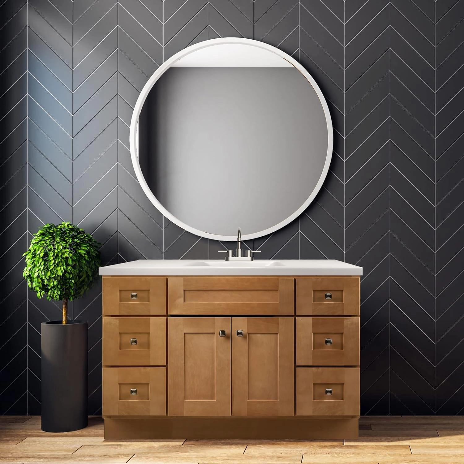 Design House Brookings 48 Inch Bathroom Vanity, Ready to Assemble, Modern Birch, 599001-MBH