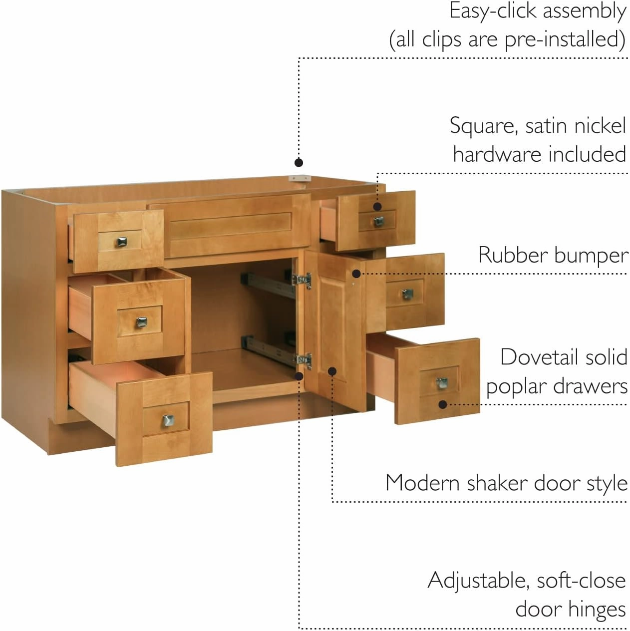 Design House Brookings 48 Inch Bathroom Vanity, Ready to Assemble, Modern Birch, 599001-MBH