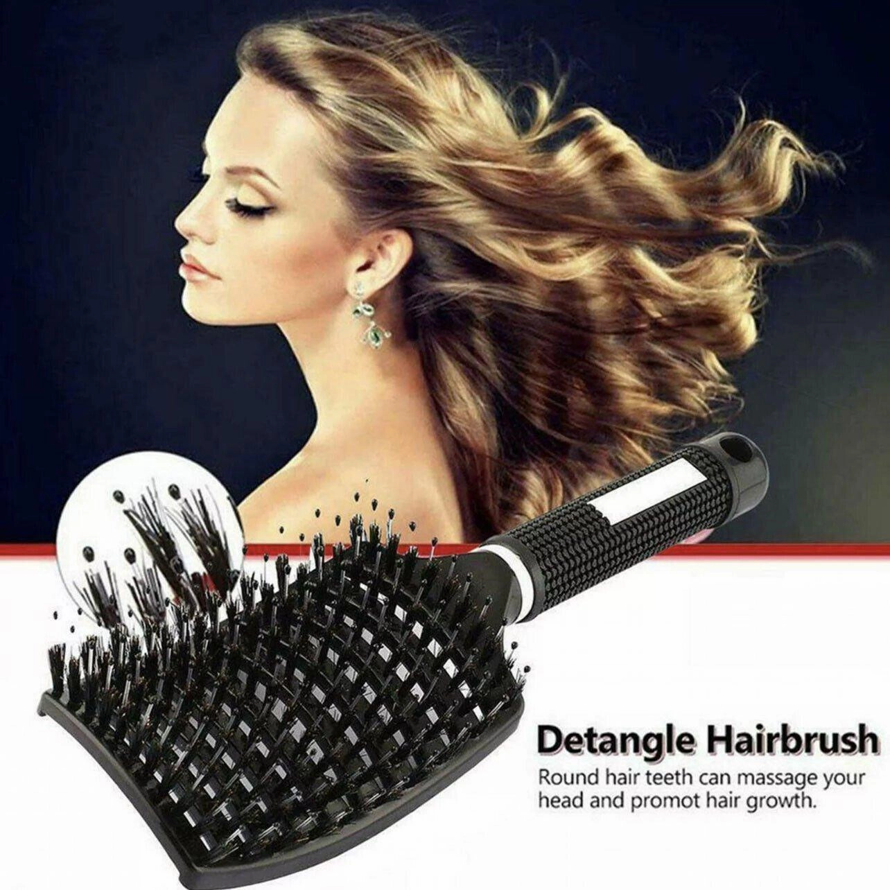 Detangle Nylon Boar Bristle Brush Hairbrush Smooth Hair Head Scalp Massage Comb