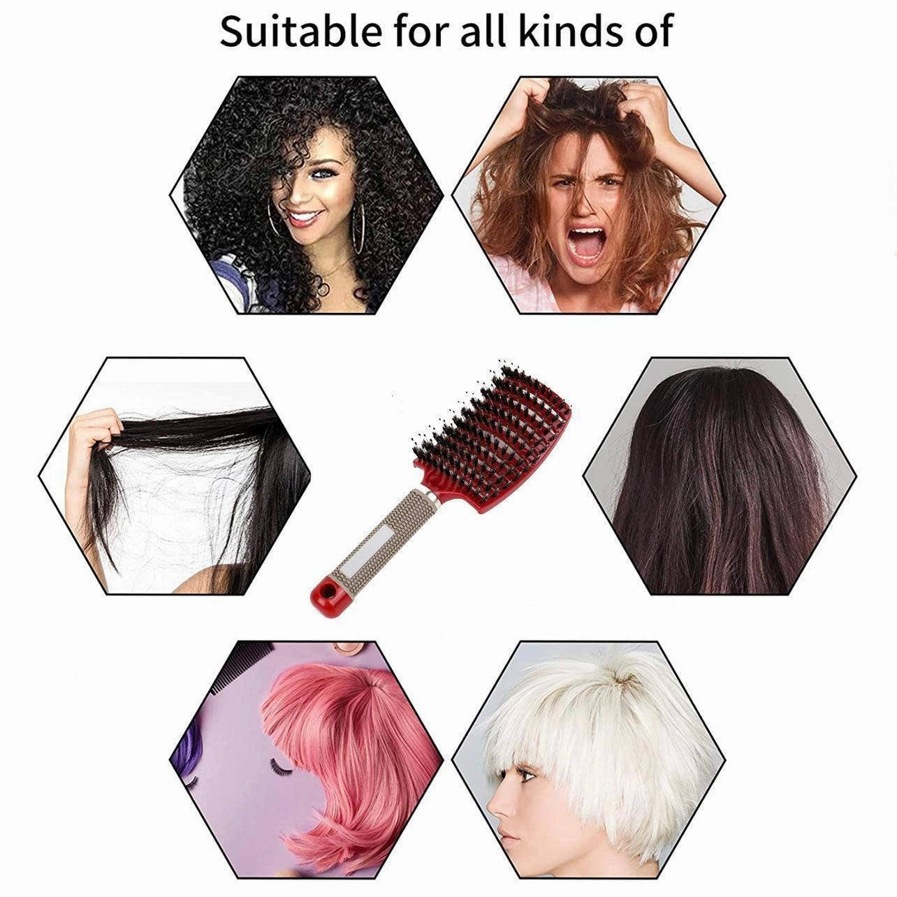 Detangle Nylon Boar Bristle Brush Hairbrush Smooth Hair Head Scalp Massage Comb