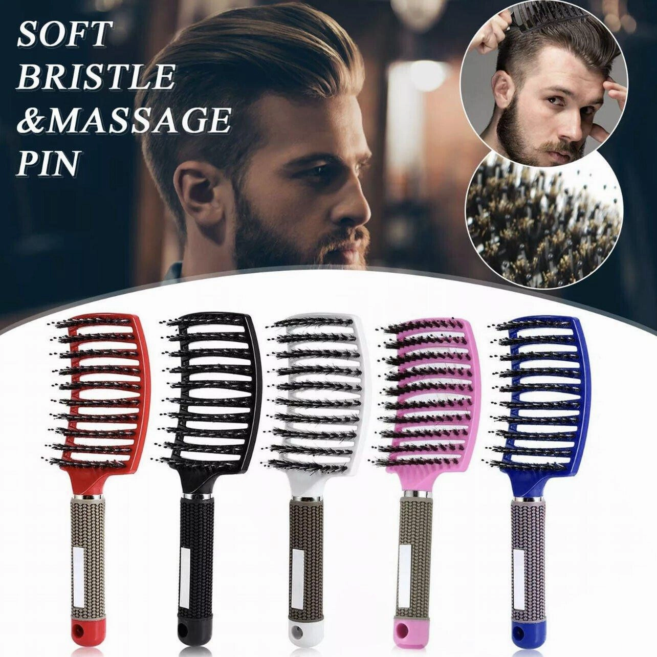 Detangle Nylon Boar Bristle Brush Hairbrush Smooth Hair Head Scalp Massage Comb