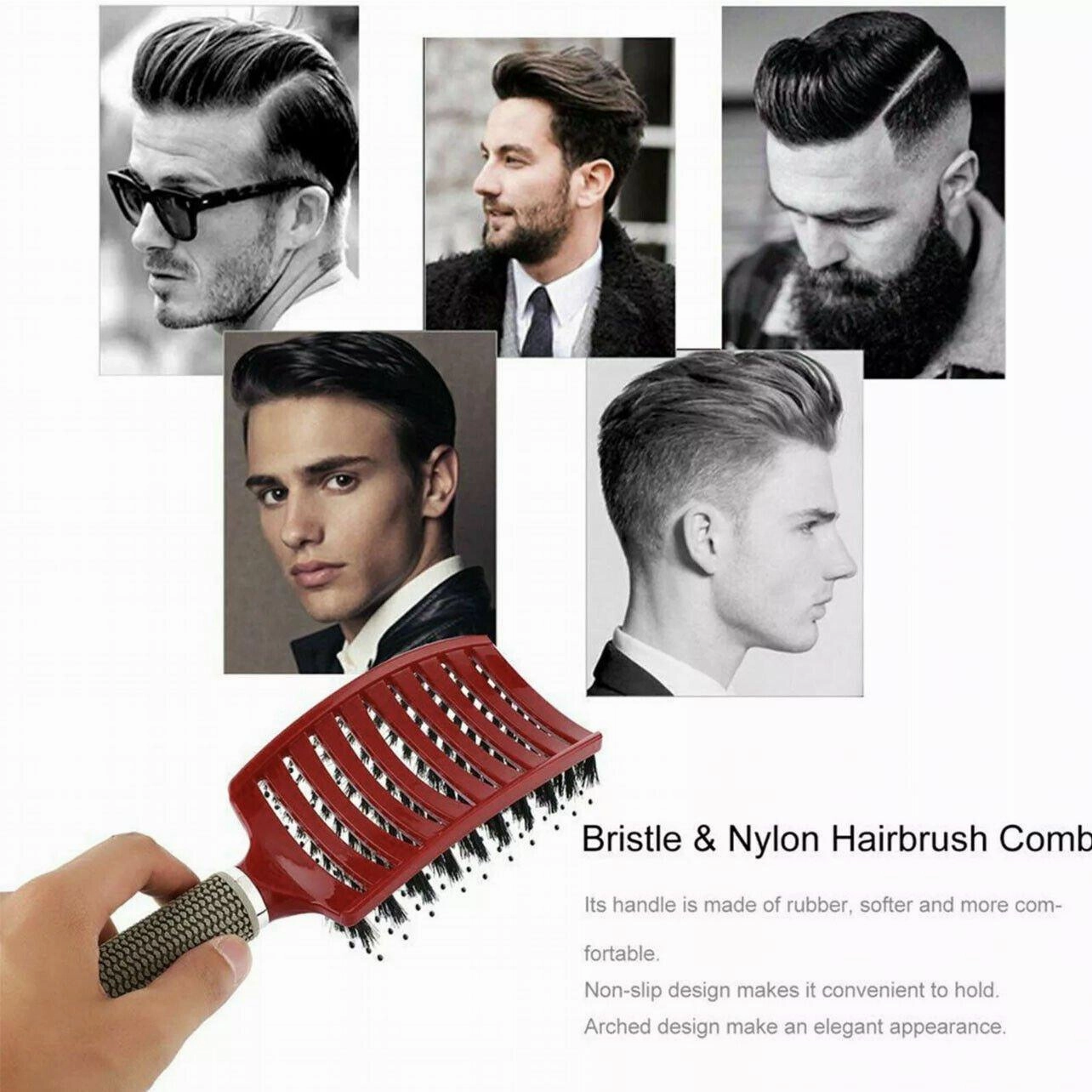 Detangle Nylon Boar Bristle Brush Hairbrush Smooth Hair Head Scalp Massage Comb