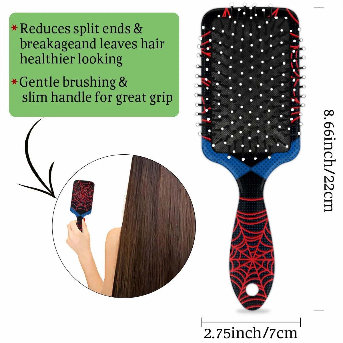 Detangler Hair Brush Hairbrush for Kids Boys Girls, Detangling Brush Smooth for Thin Long Curly Hair, Glide Through Tangles with Ease and Massage Scalp (Black)