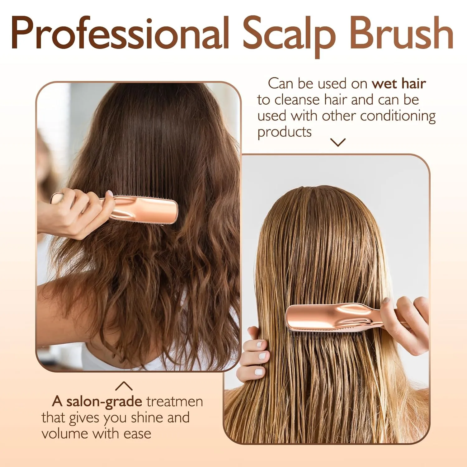 Detangling Hair Brush, Dry and Wet Detangler Hair Brush for Women and Men, Massager Scalp Brush for Straight/Curly/Thick/Long/Wavy/Damaged Hair, Rose Gold