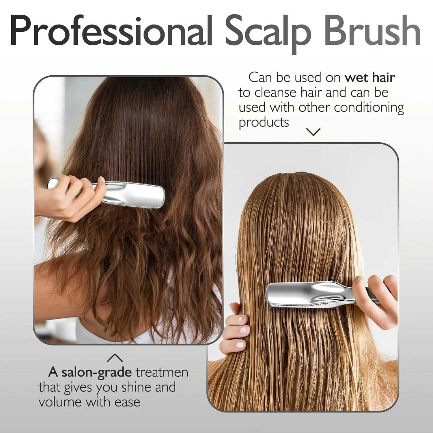 Detangling Hair Brush, Dry and Wet Detangler Hair Brush for Women and Men, Massager Scalp Brush for Straight/Curly/Thick/Long/Wavy/Damaged Hair, Silver