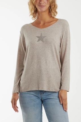 Diamante Star Long Sleeve Jumper