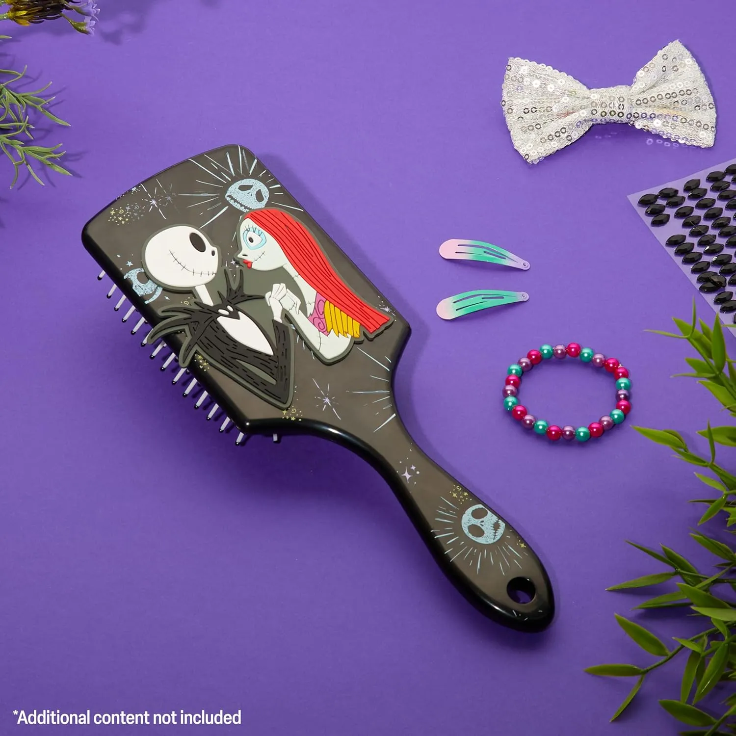 Disney Detangle Hair Brush for Women Teenagers Girls, Paddle Brush and Compact Mirror Set - Gifts for Girls (Black/Pink)