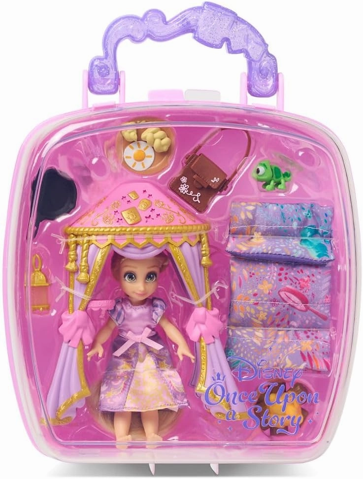 Disney Store Official Rapunzel Once Upon a Story Mini Doll Playset, Tangled, 5 Inch Princess Dolls, Girl Toys, Birthday Gifts for 4 Year Old Girls