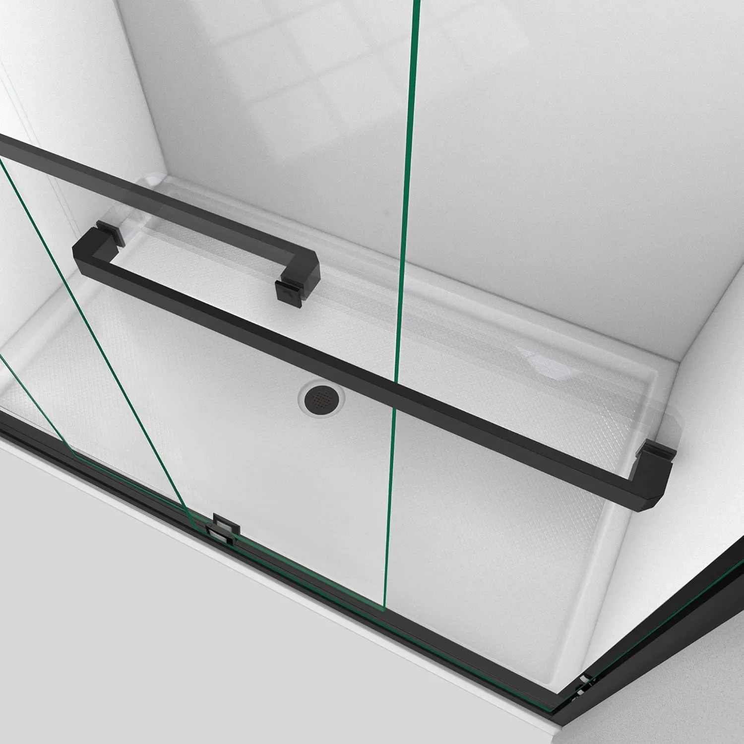 DreamLine Encore Semi-Frameless Bypass Sliding Shower Door in Satin Black, 56-60 in Width x 76 in Height, 5/16 in. (8mm) Certified Clear Tempered Glass, Smooth Gliding Open and Close. SHDR-1660760-09