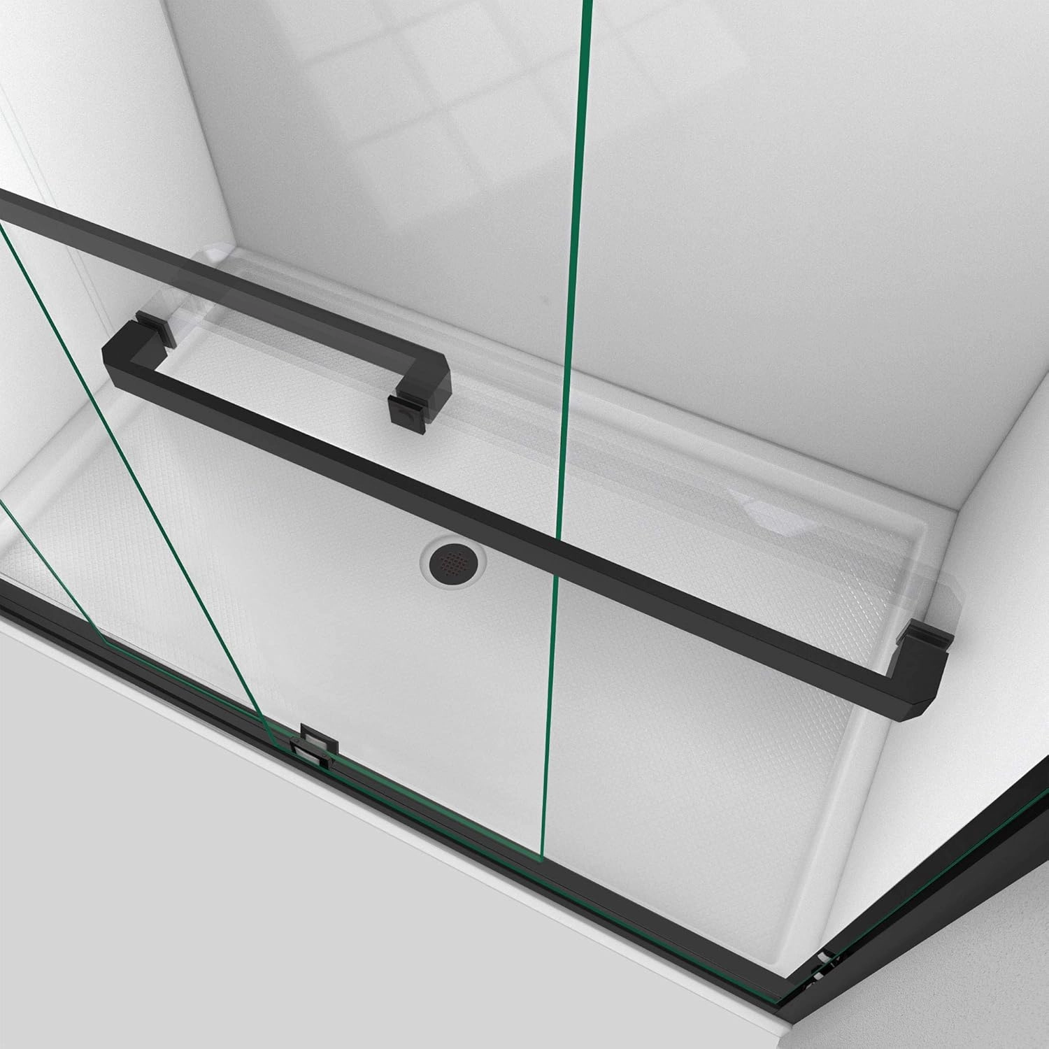 DreamLine Encore Semi-Frameless Bypass Sliding Shower Door in Satin Black, 56-60 in Width x 76 in Height, 5/16 in. (8mm) Certified Clear Tempered Glass, Smooth Gliding Open and Close. SHDR-1660760-09