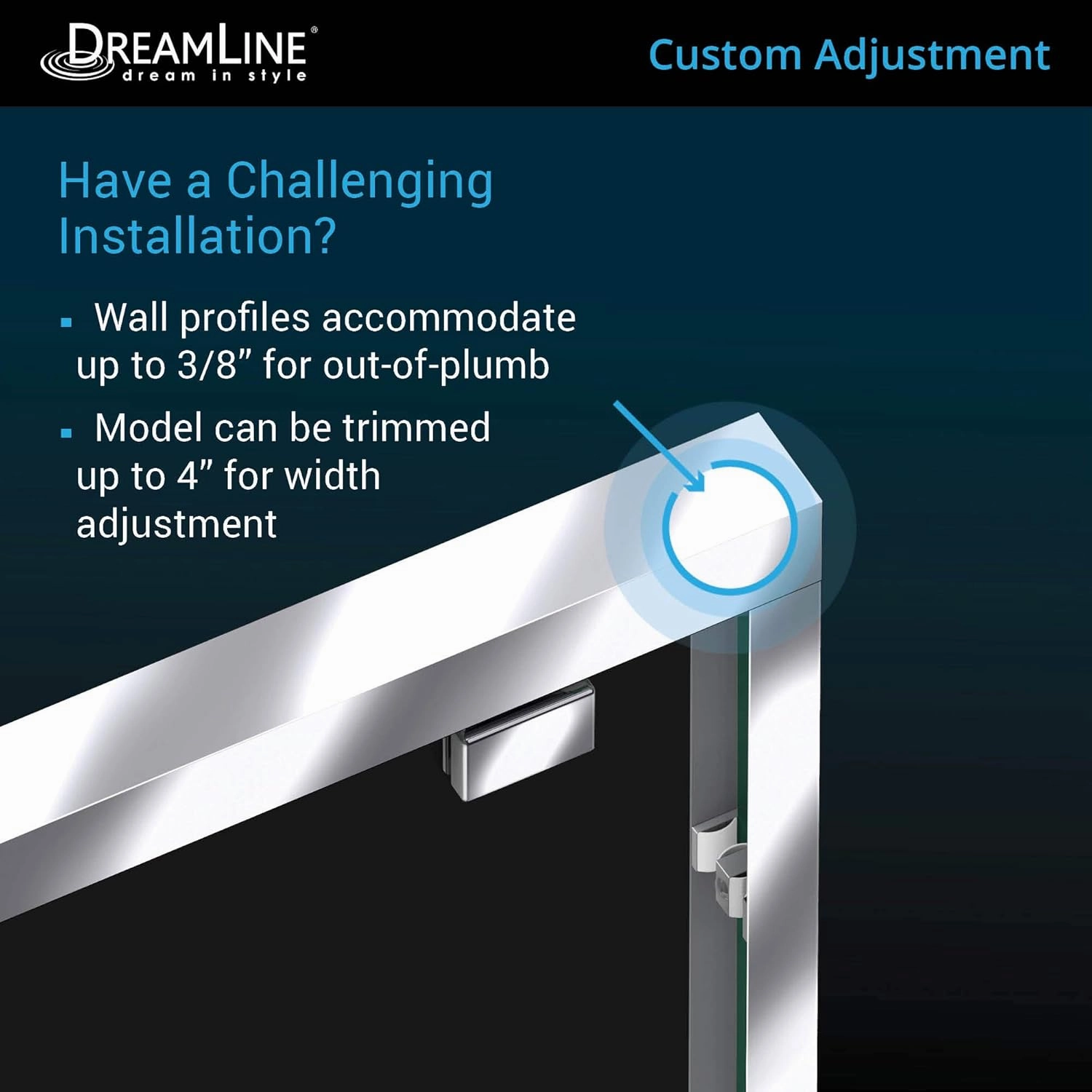 DreamLine Encore Semi-Frameless Bypass Sliding Shower Door in Satin Black, 56-60 in Width x 76 in Height, 5/16 in. (8mm) Certified Clear Tempered Glass, Smooth Gliding Open and Close. SHDR-1660760-09